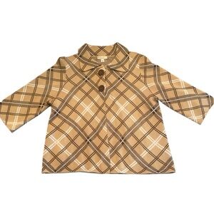 Women's Kim Rogers Plaid 3/4 Sleeve‎ Sweater Jacket